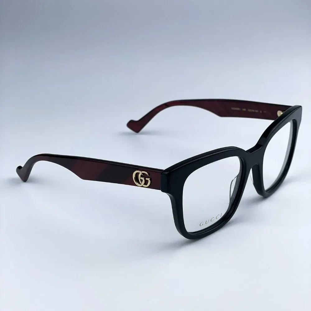 NEW Gucci GG0958O 008 Black Burgundy Square Unisex Eyeglasses